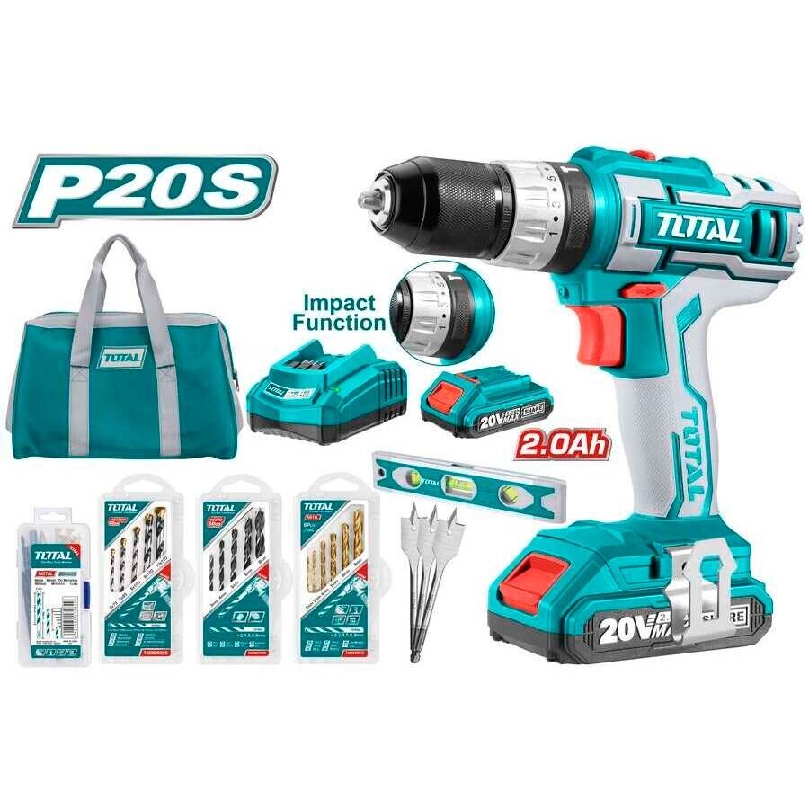 Trapano a Percussione, 2 Batterie, 42 Accessori, Borsa One Battery TIDLI20028