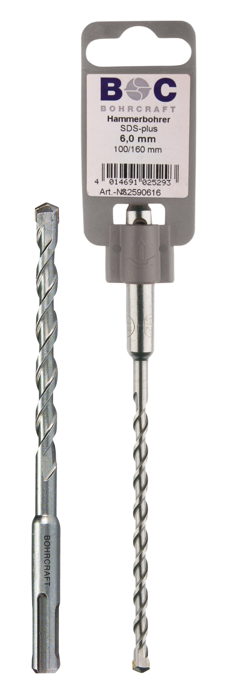 BOHRCRAFT 25900512016 SDS-PLUS Hammer Drill Bit, ø 12.0 mm, total length 160 mm, pack of 1 pc