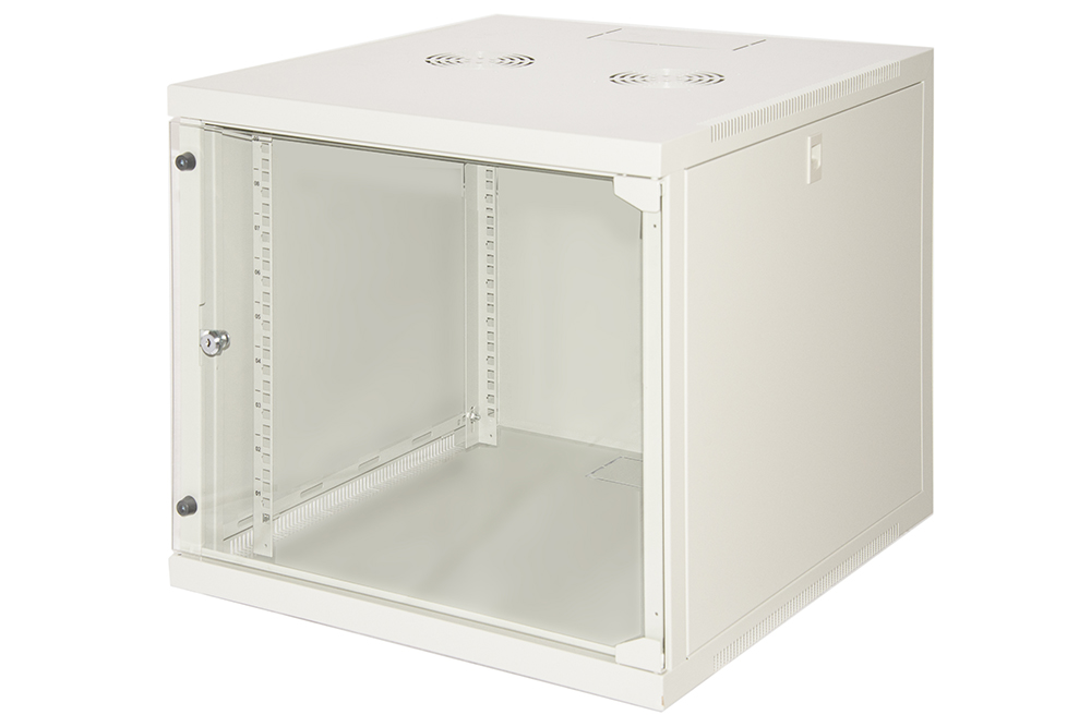 MK1909U66G - ARMADIO RACK 19 9 UNITA' DA MURO COLORE GRIGIO CHIARO PORTA VETRO