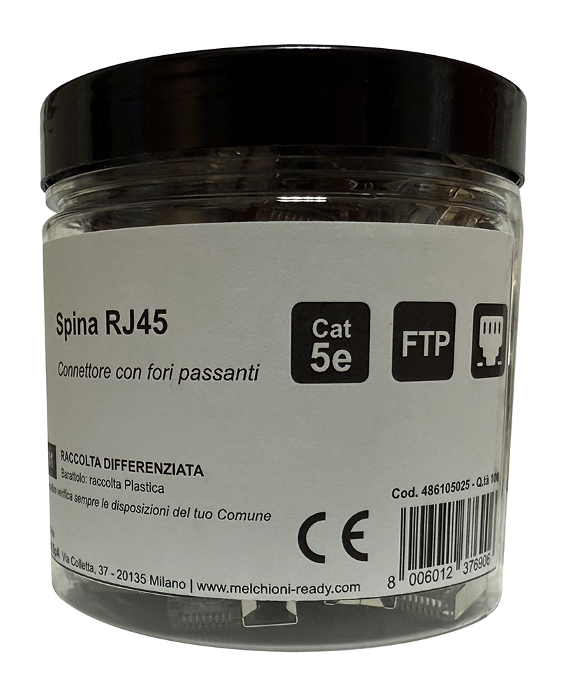Spina RJ45 connettore con fori passanti Cat5e FTP (barattolo da 100pz)