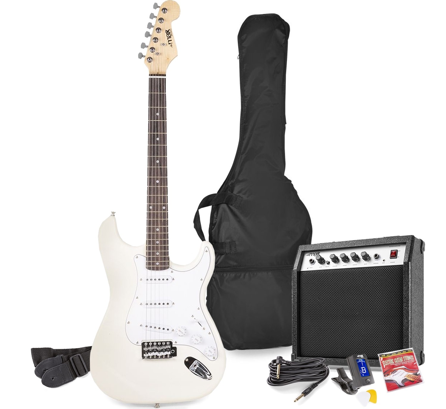 Set Chitarra elettrica + Amplificatore + Accessori Mod.Gig Kit bianca