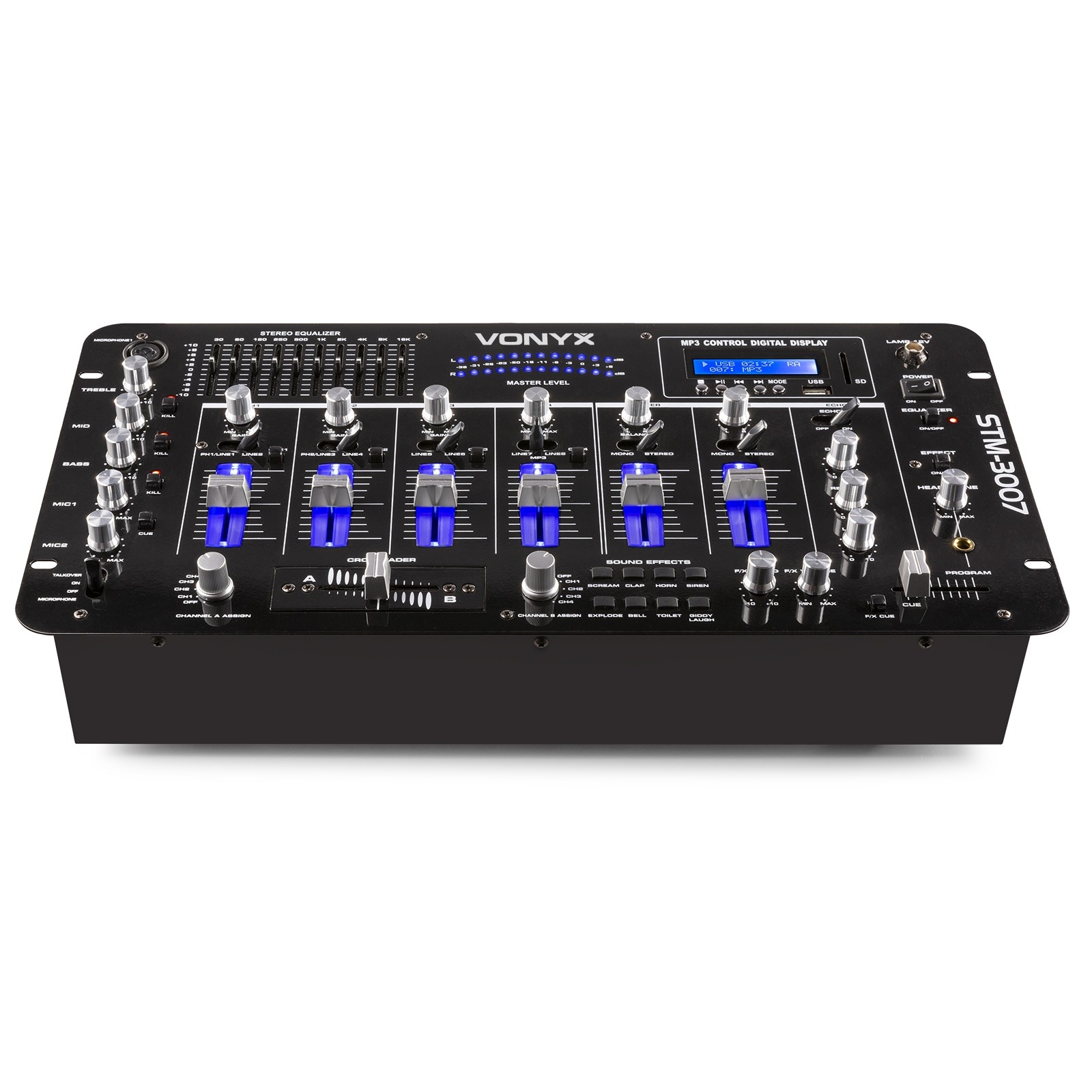 Mixer passivo 6-canali con SD/USB/mp3/Bluetooth, Mod. STM-3007