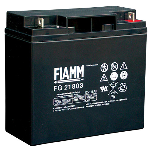 12V 18Ah rechargeable lead-acid battery, 5.5mm flag terminal, FIAMM