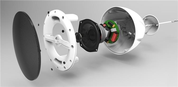 30W 100V/8Ohm Suspended Speaker, 5.25” Woofer, White, model PDS40W