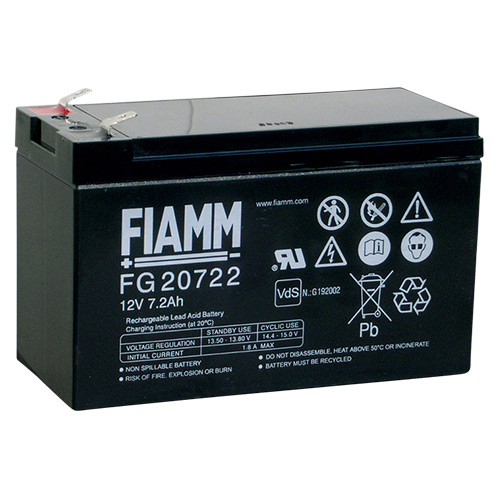 Rechargeable lead-acid battery 12V 7.2Ah with 6.3 mm Faston terminal FIAMM