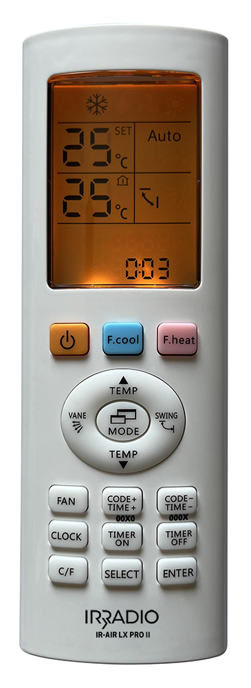 Mod. IR-AIR LX PRO II, Telecomando per condizionatori d’aria, compatibile i maggiori marchi