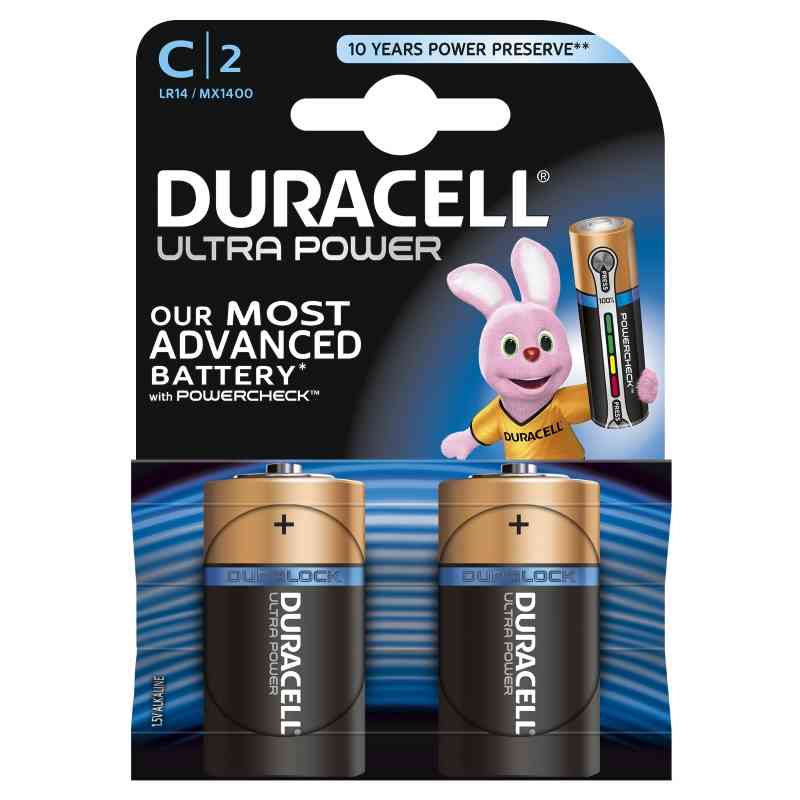 Batteria DURACELL ultra m3 mezzatorcia C DU2400M3B4 in blister da 2 pile