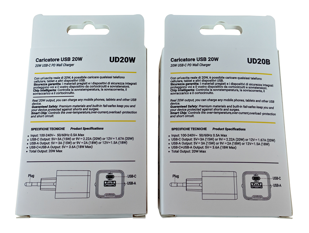 USB GAN 20W PD Charger 1 USB-C + 1 USB-A Black