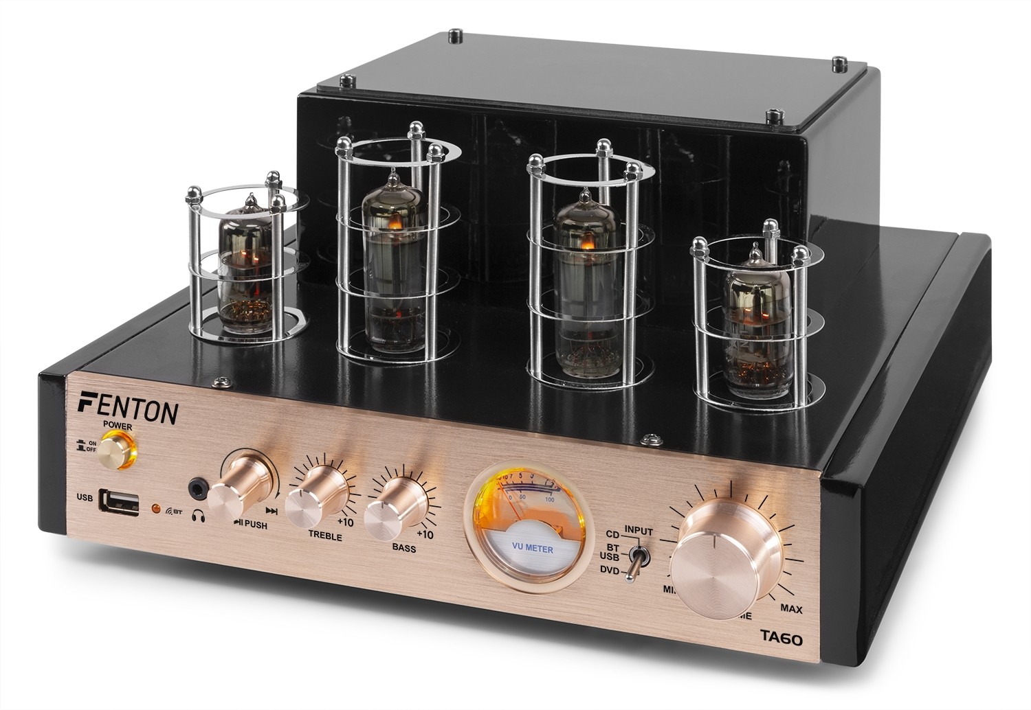 Amplificatore stereo ibrido valvolare con Bluetooth, USB/SD mp3, 2x 25W TA60