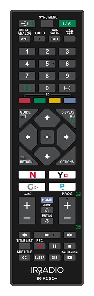 Telecomando dedicato compatibile con tutte le TV e SMART TV LCD/LED SONY, Mod. IR-RCSO+
