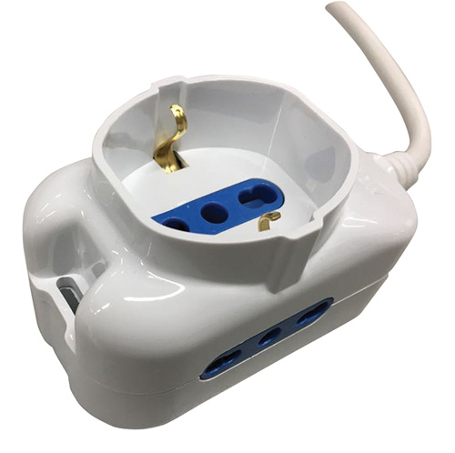 Multipresa 3 prese con interruttore_spina 2P+T 16A_bianco  MKC