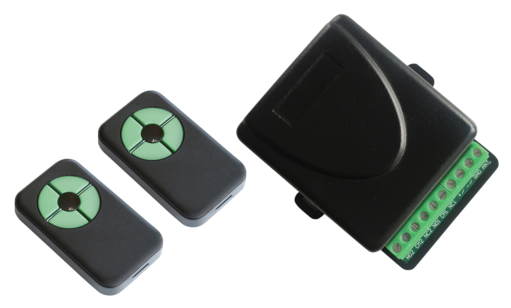 Kit attuatore da interno, ricevitore 2 canali, 2 radiocom frequenza fissa 433mhz