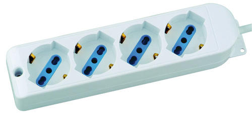 Multipresa bianca 4 prese schuko/bip 10/16a - cavo con spina 2p+t 16a MKC