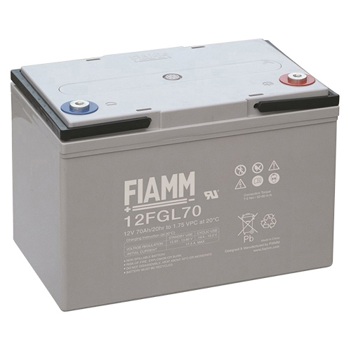 12V 70Ah rechargeable lead-acid battery with M6 terminal FIAMM