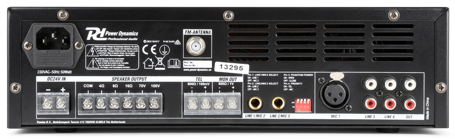 Amplificatore PA 120W 100V /4-16Ω con BT / FM/ SD / USB / MP4 PBA120
