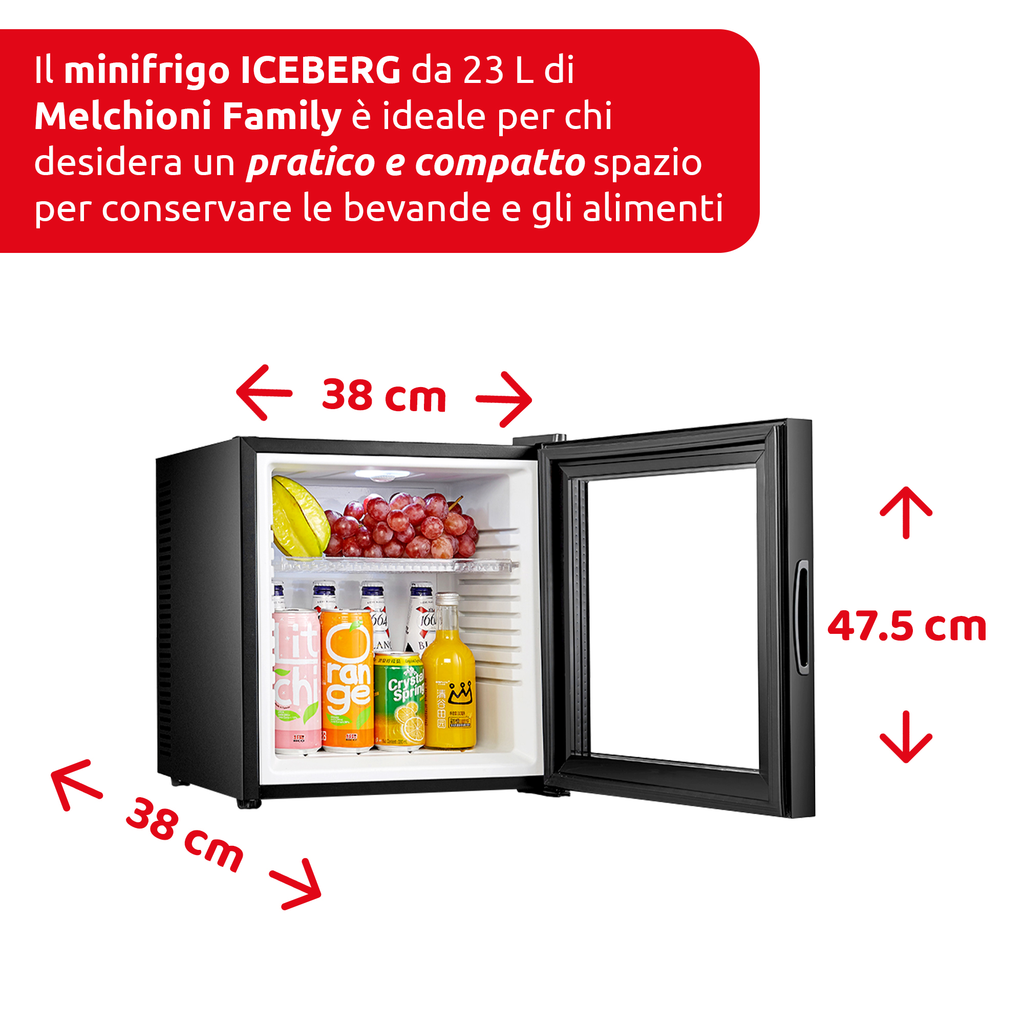 Minifrigo ICEBERG GLASS - 23L con porta in vetro