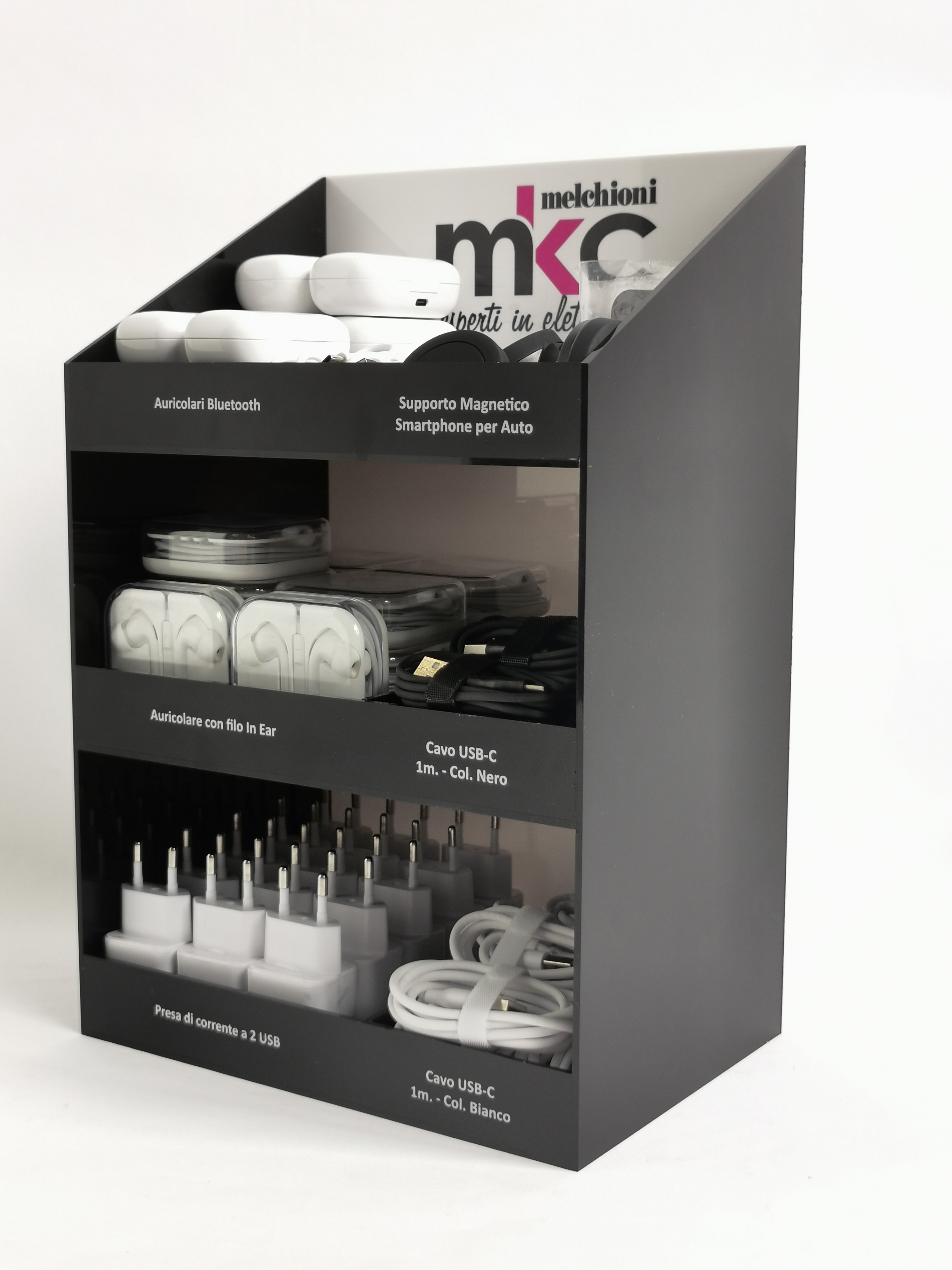 Espositore da banco per accessori smartphone – 80 pezzi