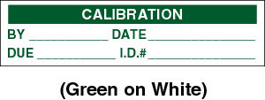 Etichette adesive  "CALIBRATION"  2"x1/2" verde su bianco 140 per pacco