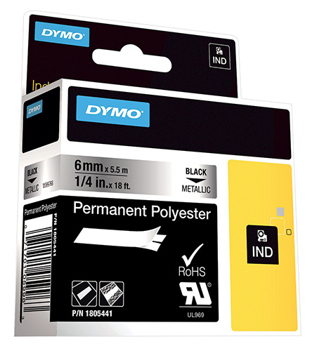 DYMO 470004115 Rhino 6 mm permanent polyester black on metal