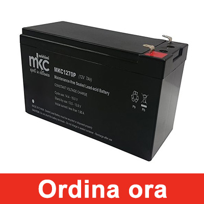 Batteria al piombo ricaricabile 12V 7Ah terminale faston 4.8mm MKC