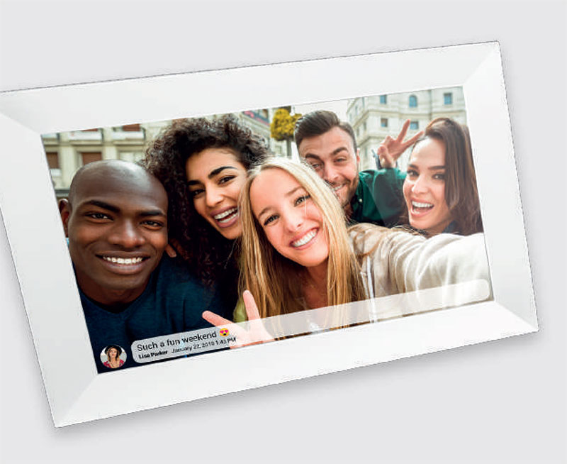 digital photo frame con cornice bianca